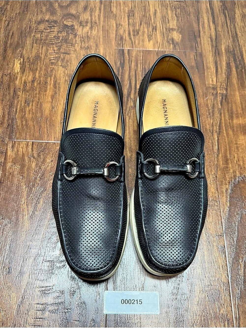 Magnanni Men’s 8.5 M Black Leather Perforated Horsebit Loafers Made in Spain